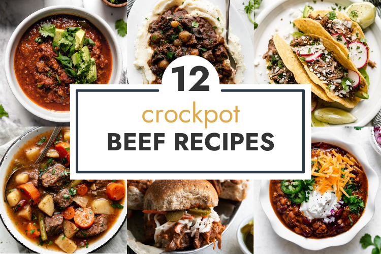 Collage of crockpot beef recipes with text overlay